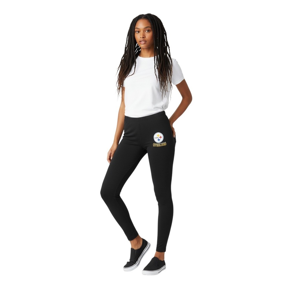 NFL Team Apparel Pittsburgh Steelers Black Leggings Womens Medium Sleepwear